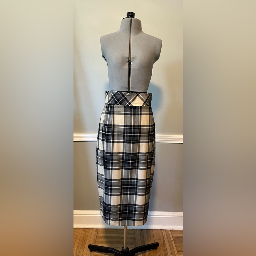 Plenty by Tracy Reese NWT Window Pane Plaid Pencil Skirt Tan/Black SMALL Sz 10